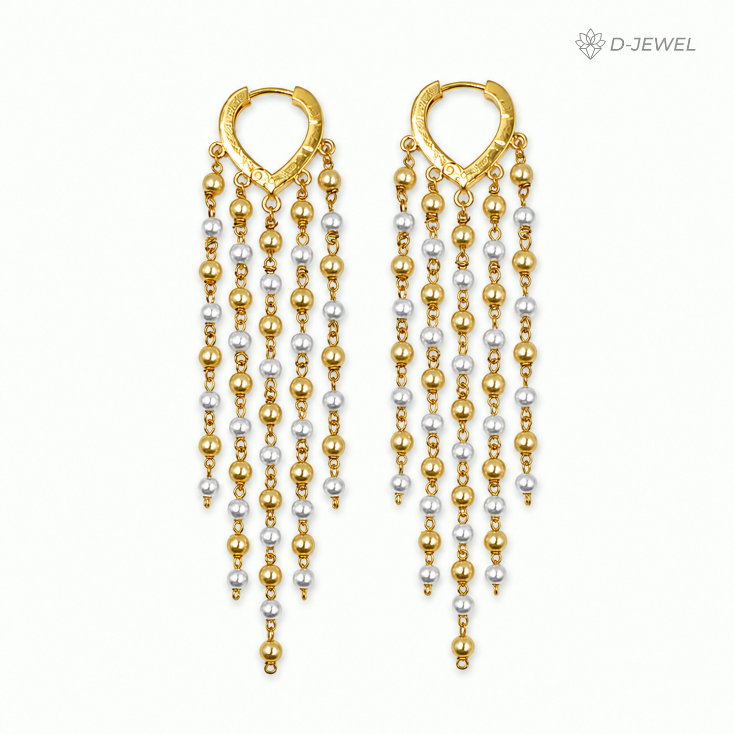Elegant 22KT Gold-Plated Pearl Tassel Drop Earrings for Her