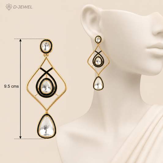 Green White Kundan Fashion Earrings