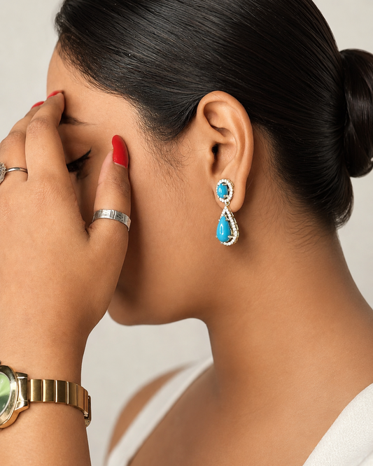 Firozza Blue Cocktail Drop Earrings