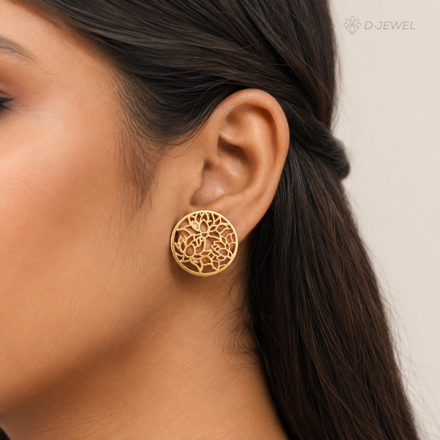 Lotus Cutwork Stud Earrings