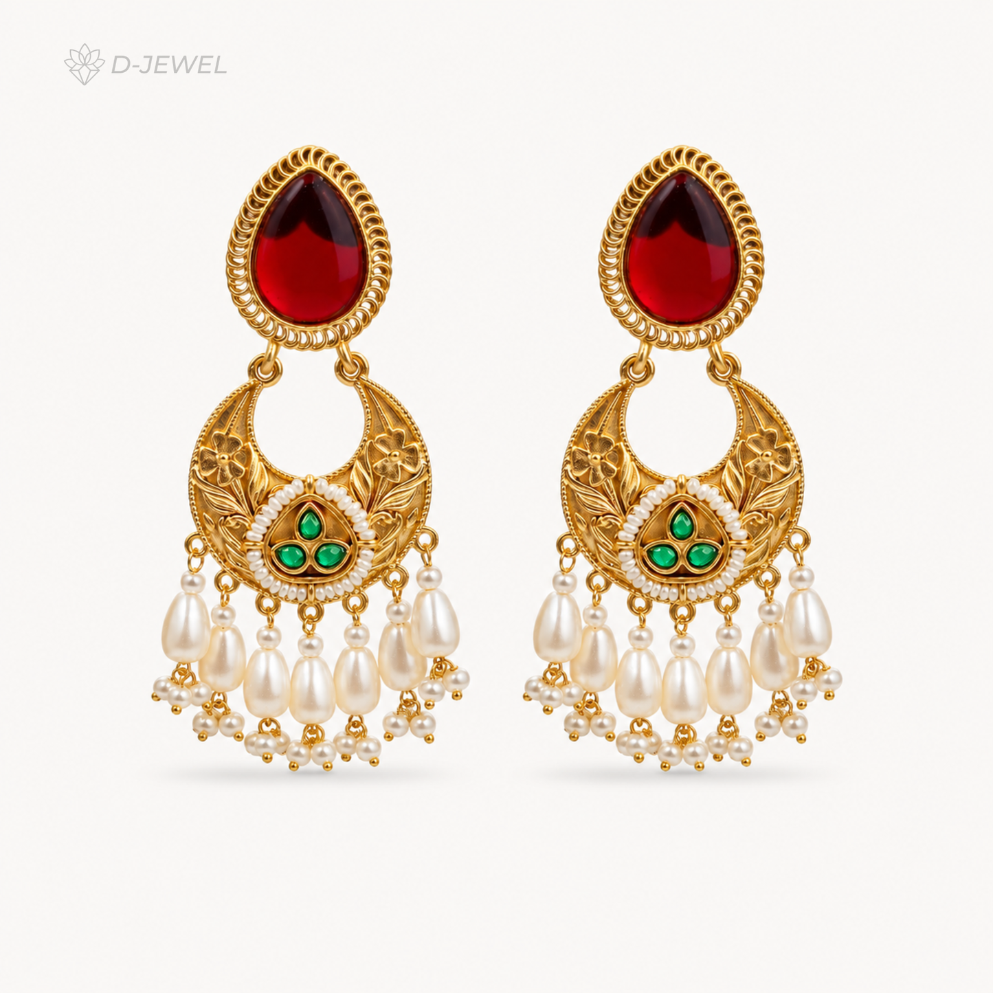 Royal Pearl Tassel Chandbali Earrings For Festive Brides