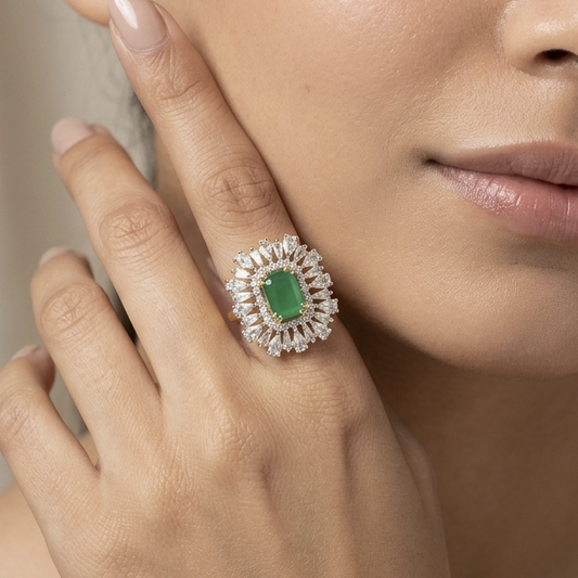 Bold Emerald Green Statement Ring