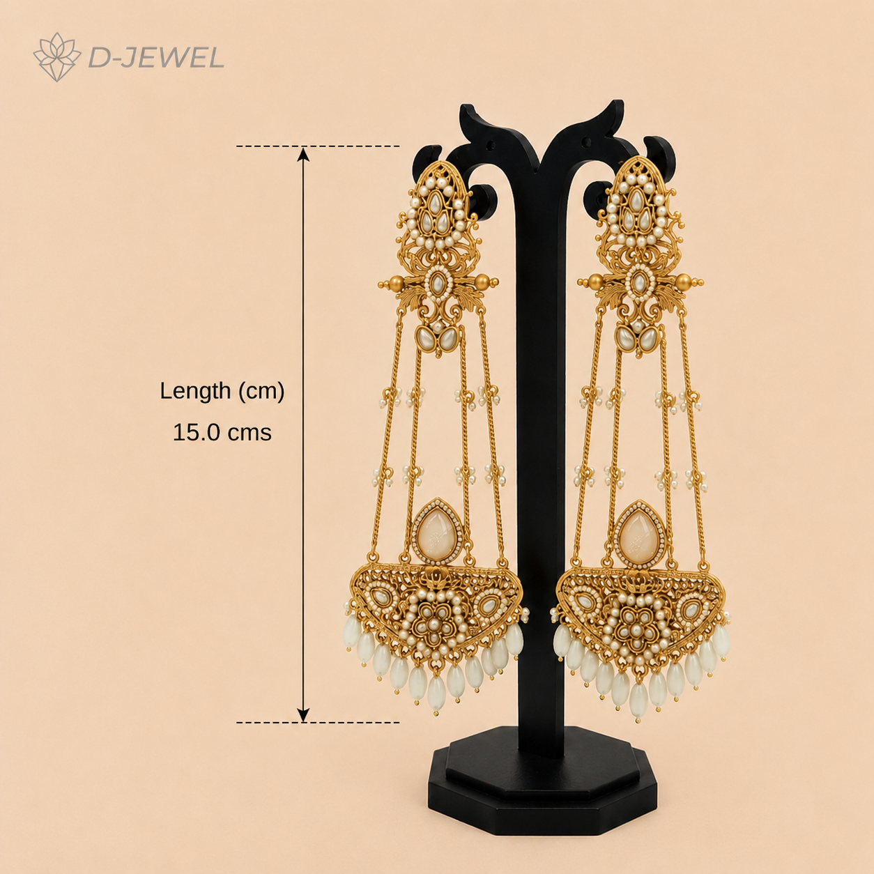 White Crystal Kashmiri Floral Chandelier Earrings