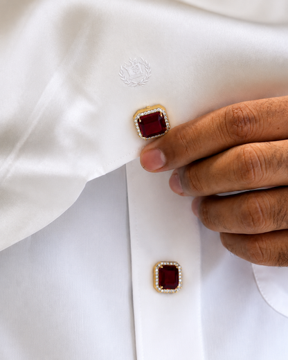 22K Gold Plated Gemstone Shirt Button Covers for Men