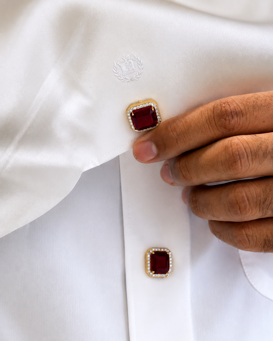 22K Gold Plated Gemstone Shirt Button Covers for Men
