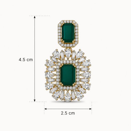 Green Stone Halo Earrings