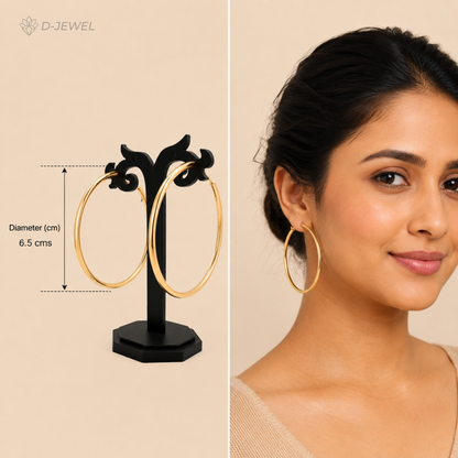 Chic Large Polished Round Hoop Earrings in Gold & Silver