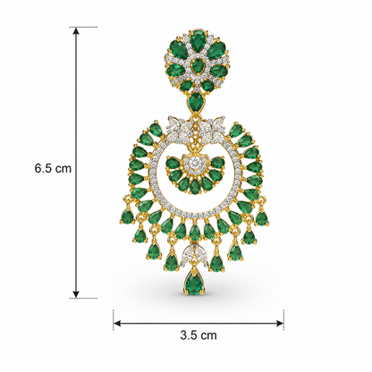 Emerald Green Crystal Chandbali Earrings for Festive Glam