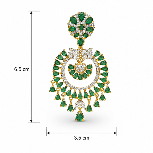 Green Sparkle Chandbali Earrings