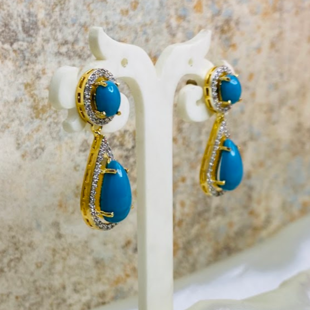 Firozza Blue Cocktail Drop Earrings