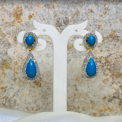 Firozza Blue Cocktail Drop Earrings