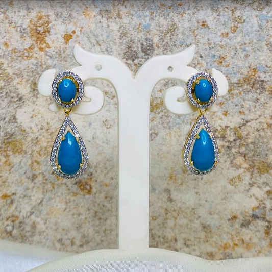 Firozza Blue Cocktail Drop Earrings