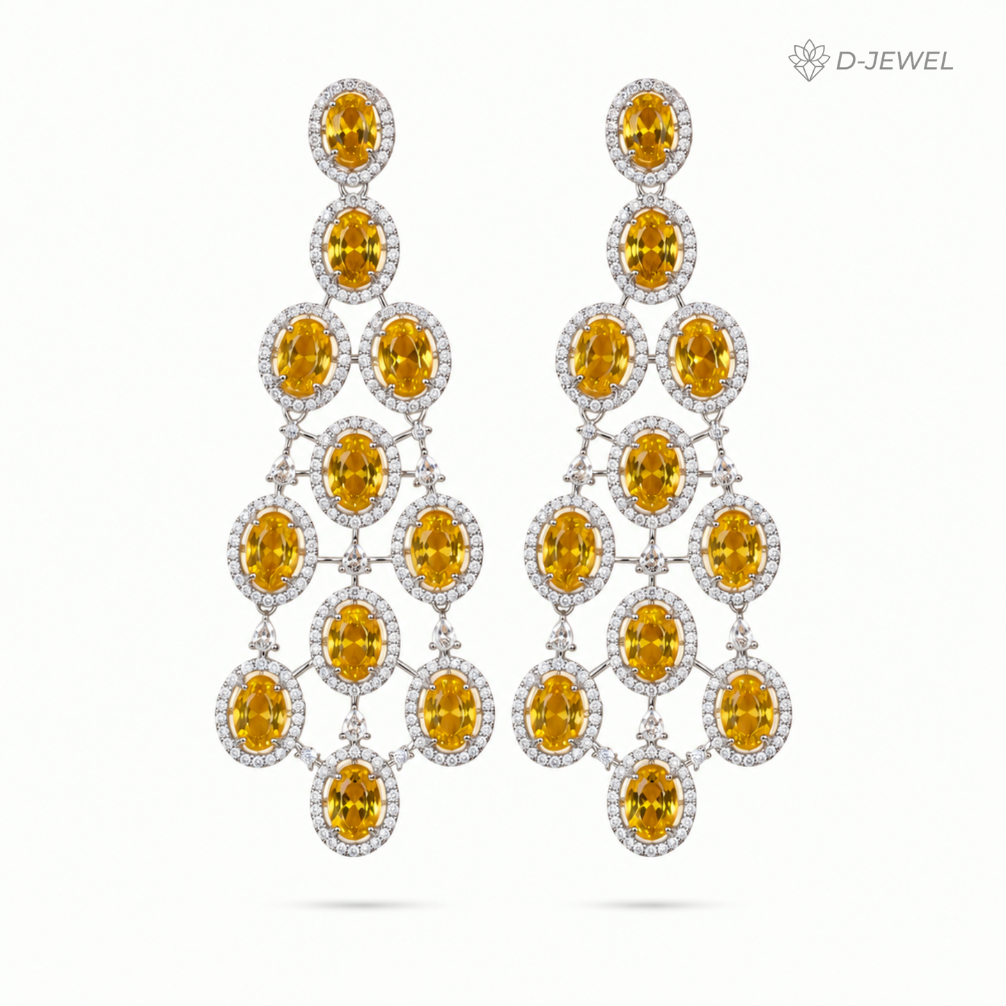 Yellow Statement Chandelier Cocktail Earrings