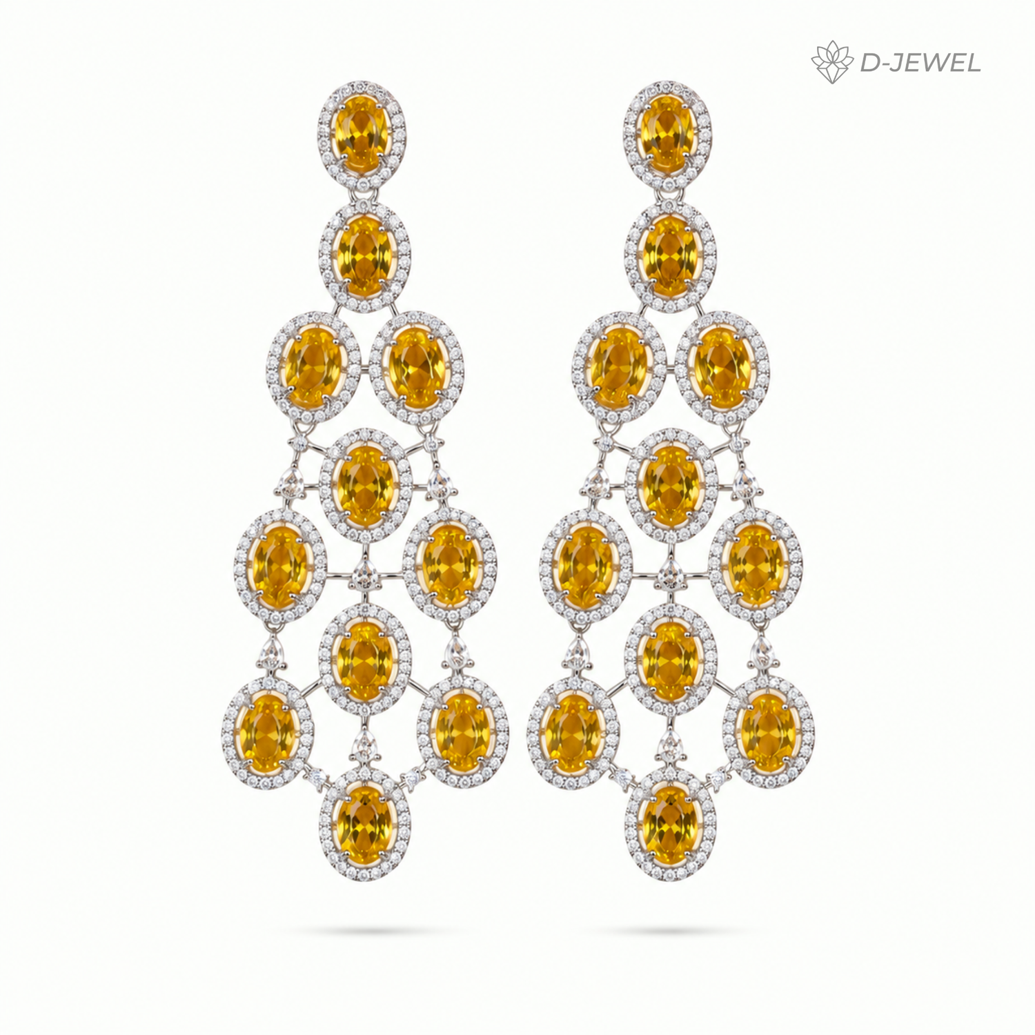 Yellow Statement Chandelier Cocktail Earrings