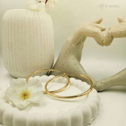 Chic Large Polished Round Hoop Earrings in Gold & Silver