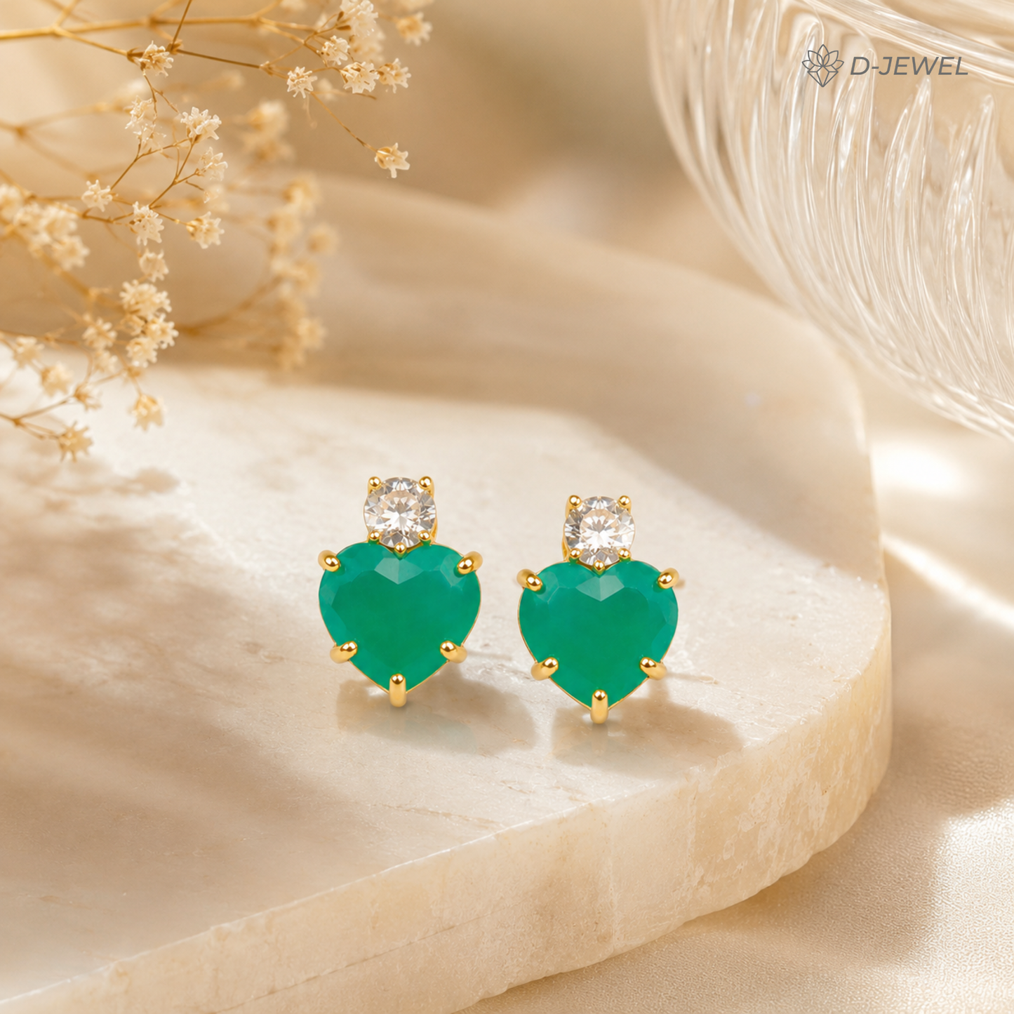 Everyday Green Emerald Heart Earrings