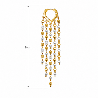 Elegant 22KT Gold-Plated Pearl Tassel Drop Earrings for Her