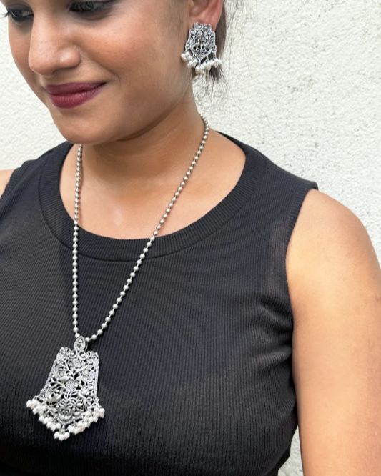 Oxidised Bird Pendant Style Necklace Set