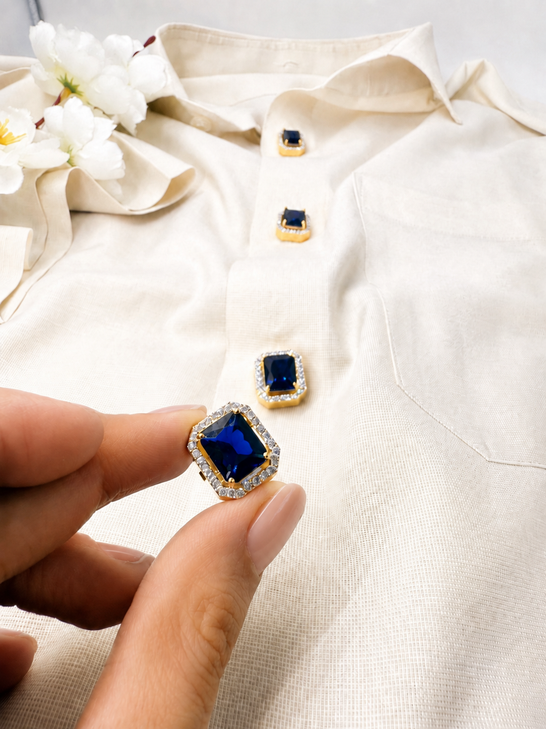 Rectangular Halo Detachable Shirt Button Covers