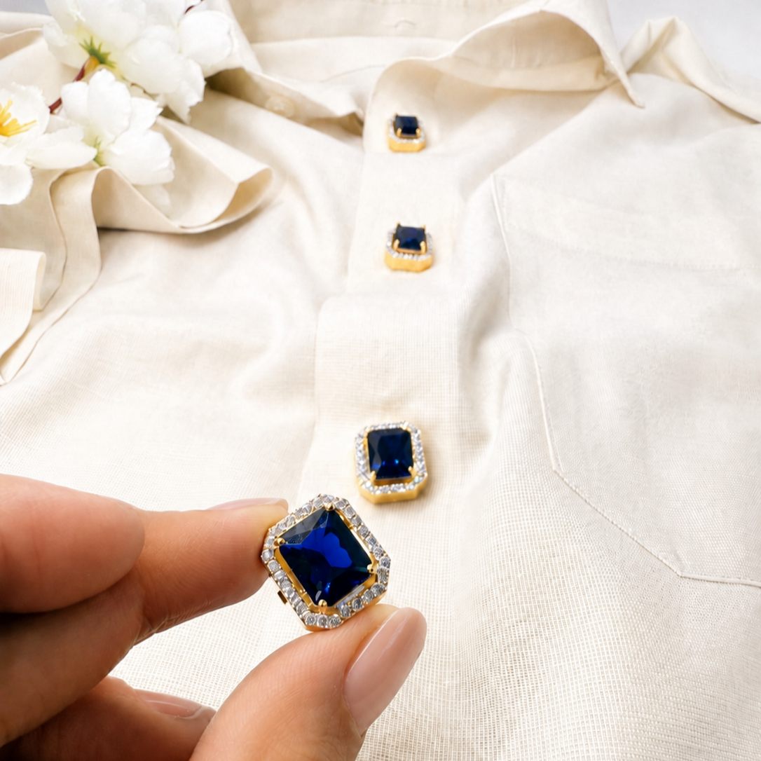 Rectangular Halo Detachable Shirt Button Covers