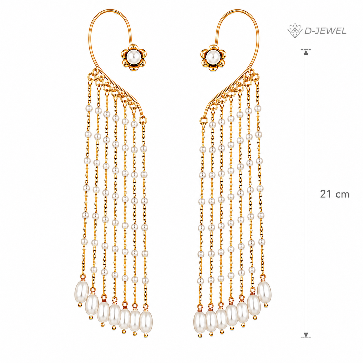 Long Pearl Tassel Ear Chain Earrings