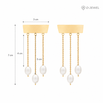 Gold Chain Drop Earrings with White Crystal