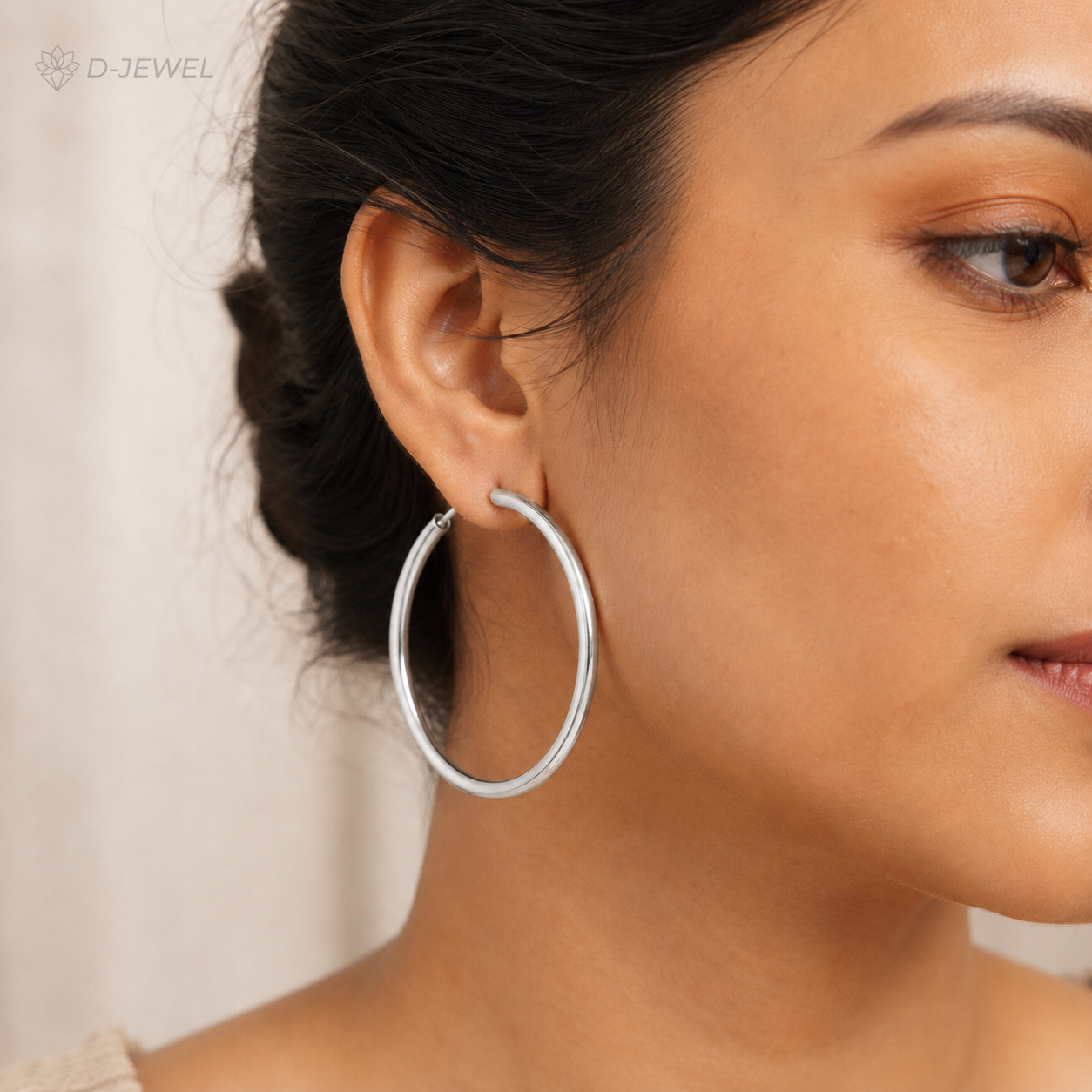 Chic Large Polished Round Hoop Earrings in Gold & Silver