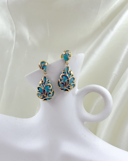 Firoza Blue Antique-Inspired Teardrop Earrings