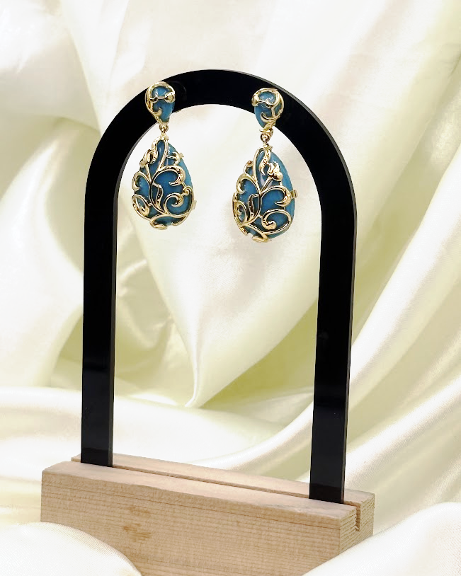Firoza Blue Antique-Inspired Teardrop Earrings