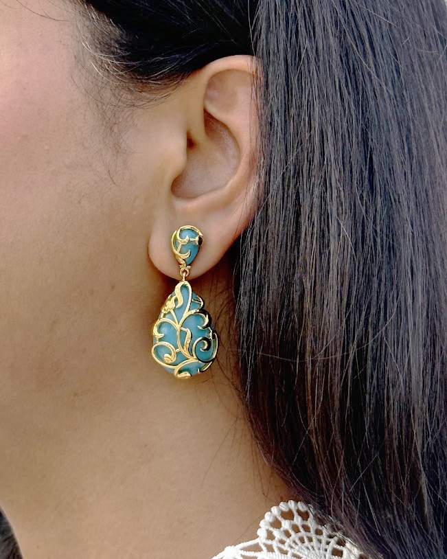 Firoza Blue Antique-Inspired Teardrop Earrings