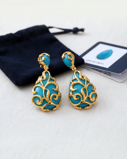 Gold-Plated Filigree Drop Earrings