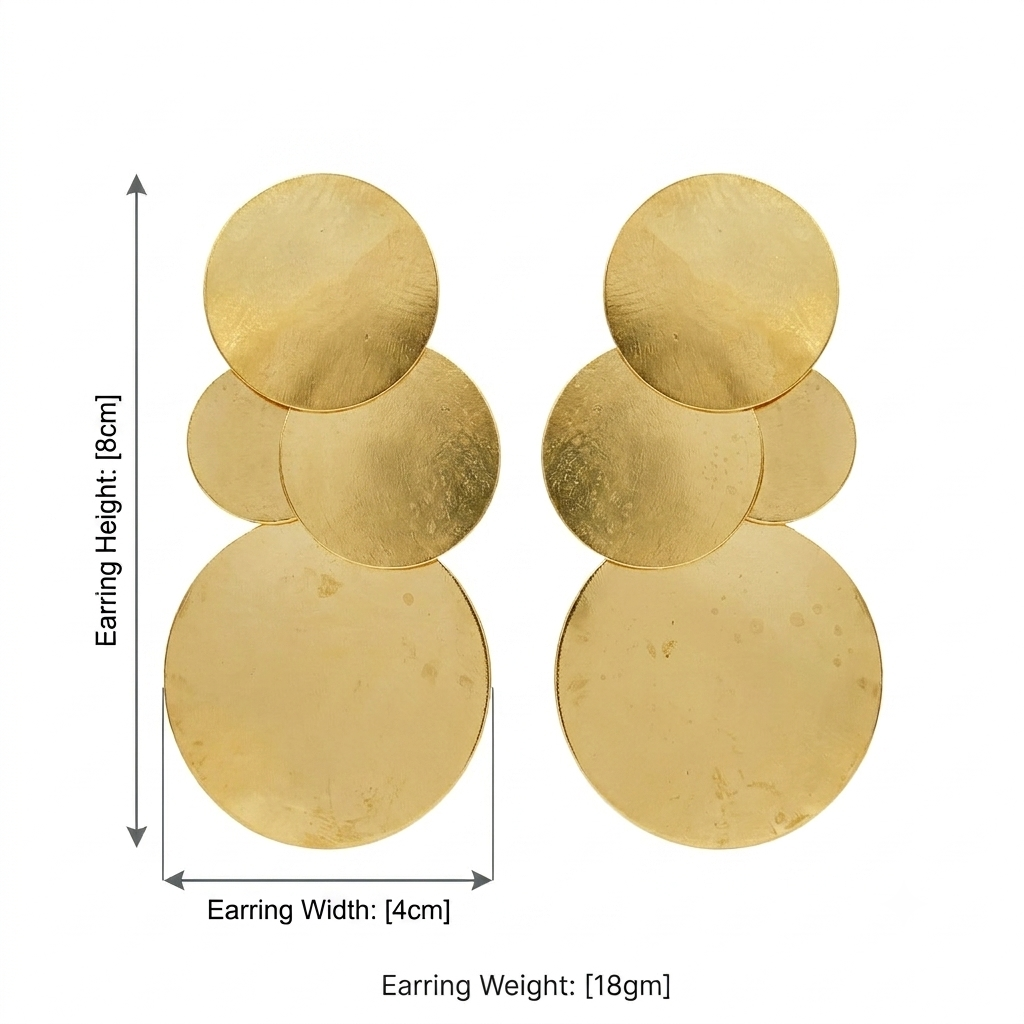 22KT Gold-Plated Layered Disc Statement Earrings
