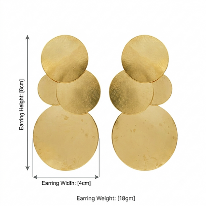 22KT Gold-Plated Layered Disc Statement Earrings