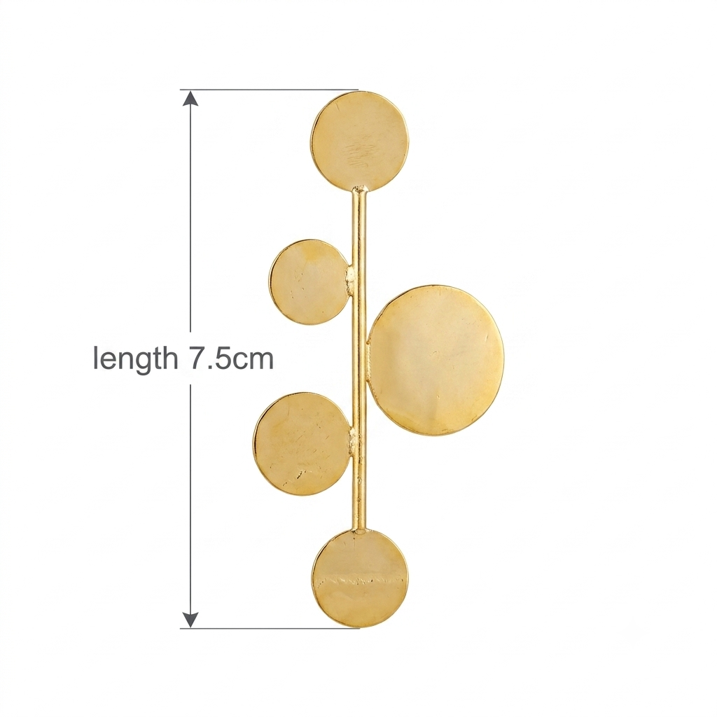 Abstract Gold Drop Earrings with Floating Disc Design
