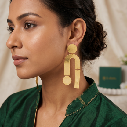 22KT Gold-Plated Abstract Arch Statement Earrings