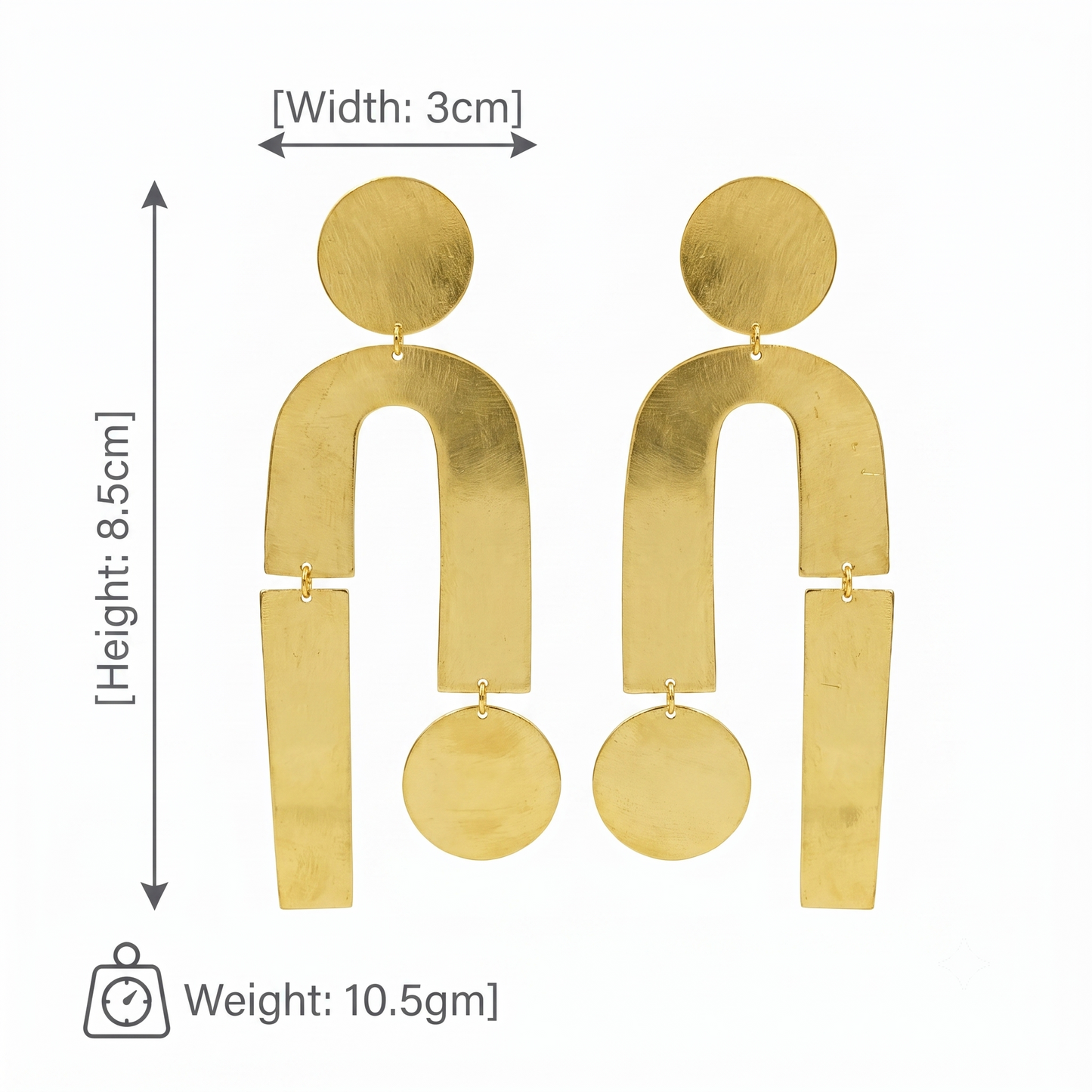 22KT Gold-Plated Abstract Arch Statement Earrings