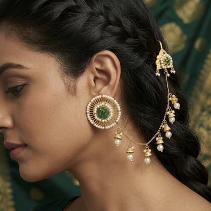 Traditional Pearl Chain Earrings with Taana