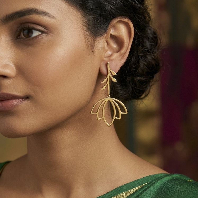 Lotus Bloom Dangle Earrings