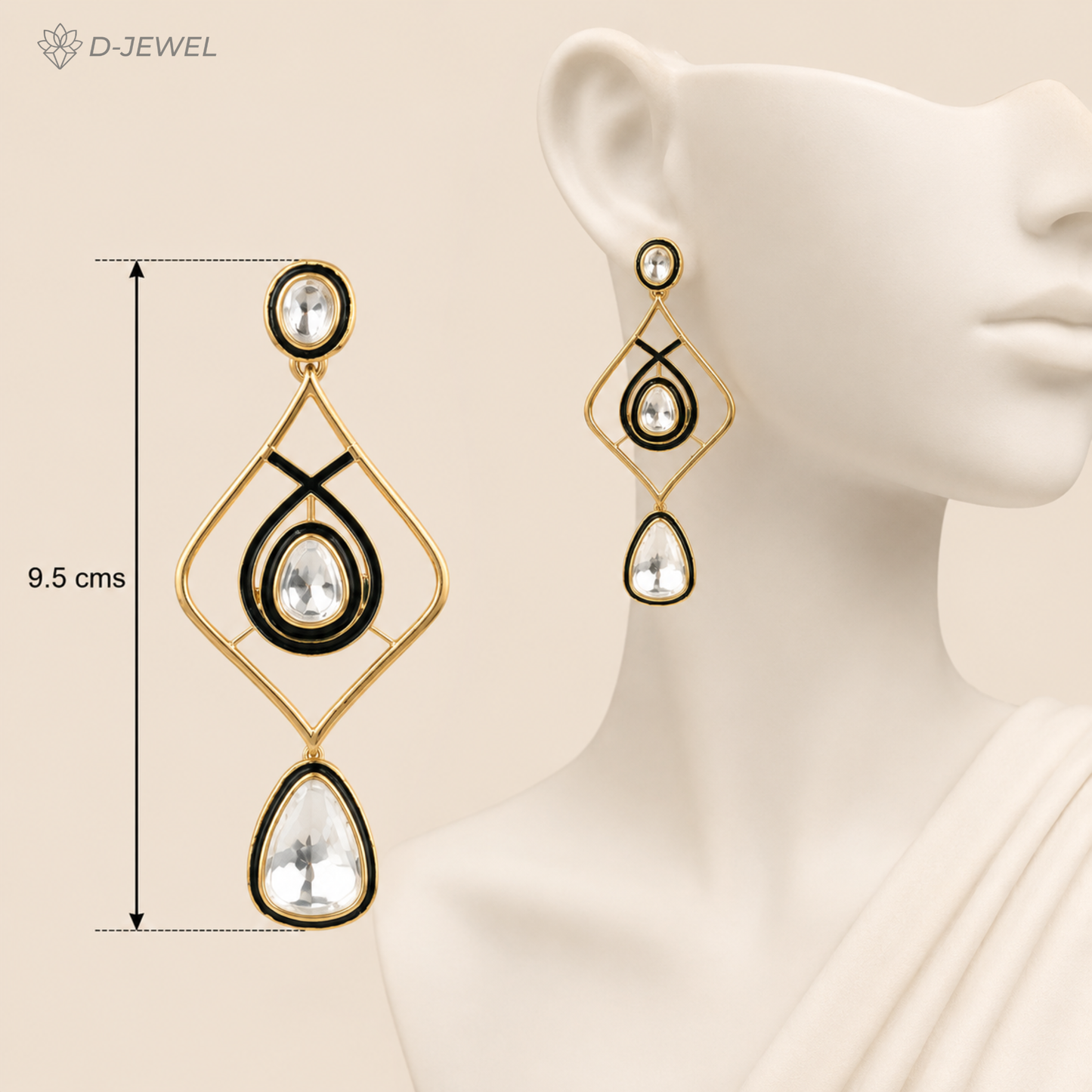 Green White Kundan Fashion Earrings
