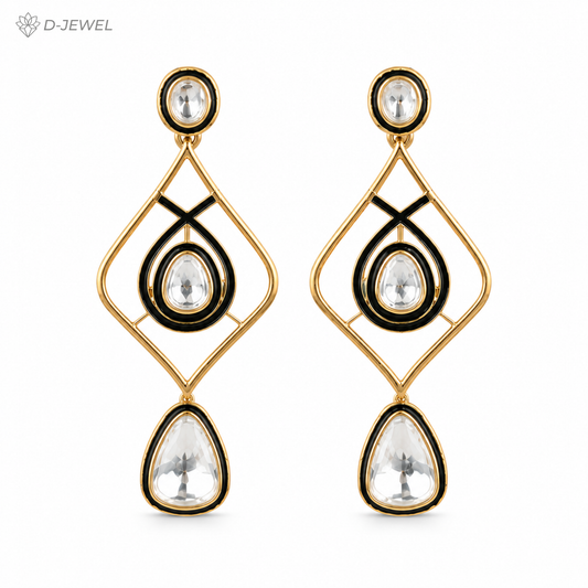 Green White Kundan Fashion Earrings