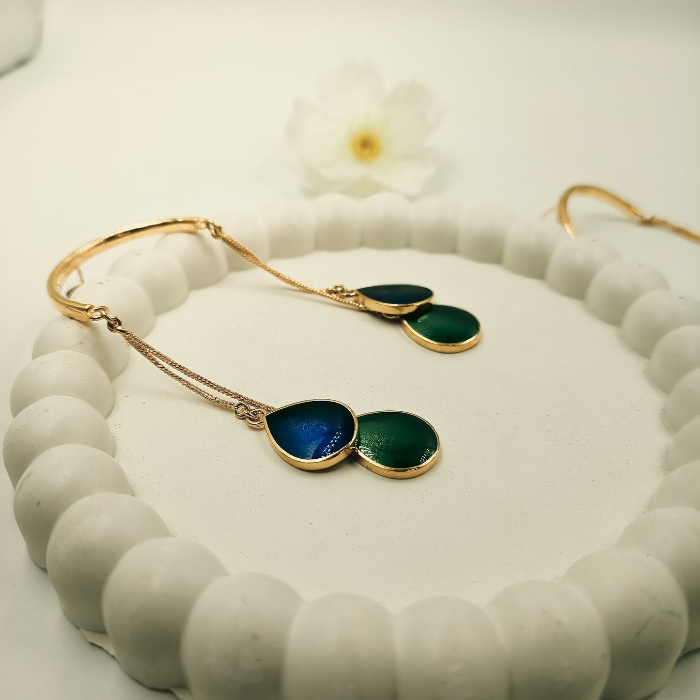 Green & Purple Meena Statement Earrings