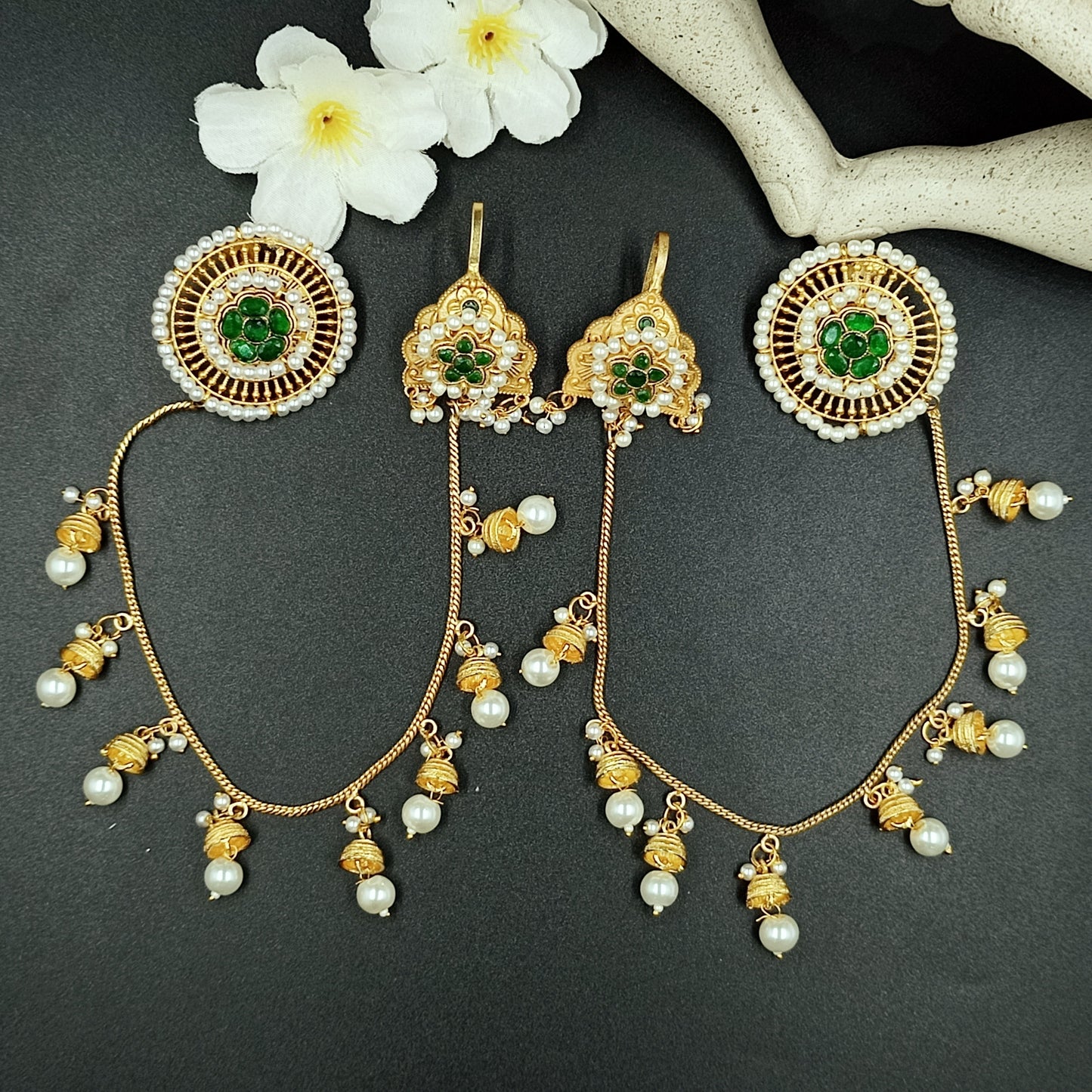 Traditional Pearl Chain Earrings with Taana