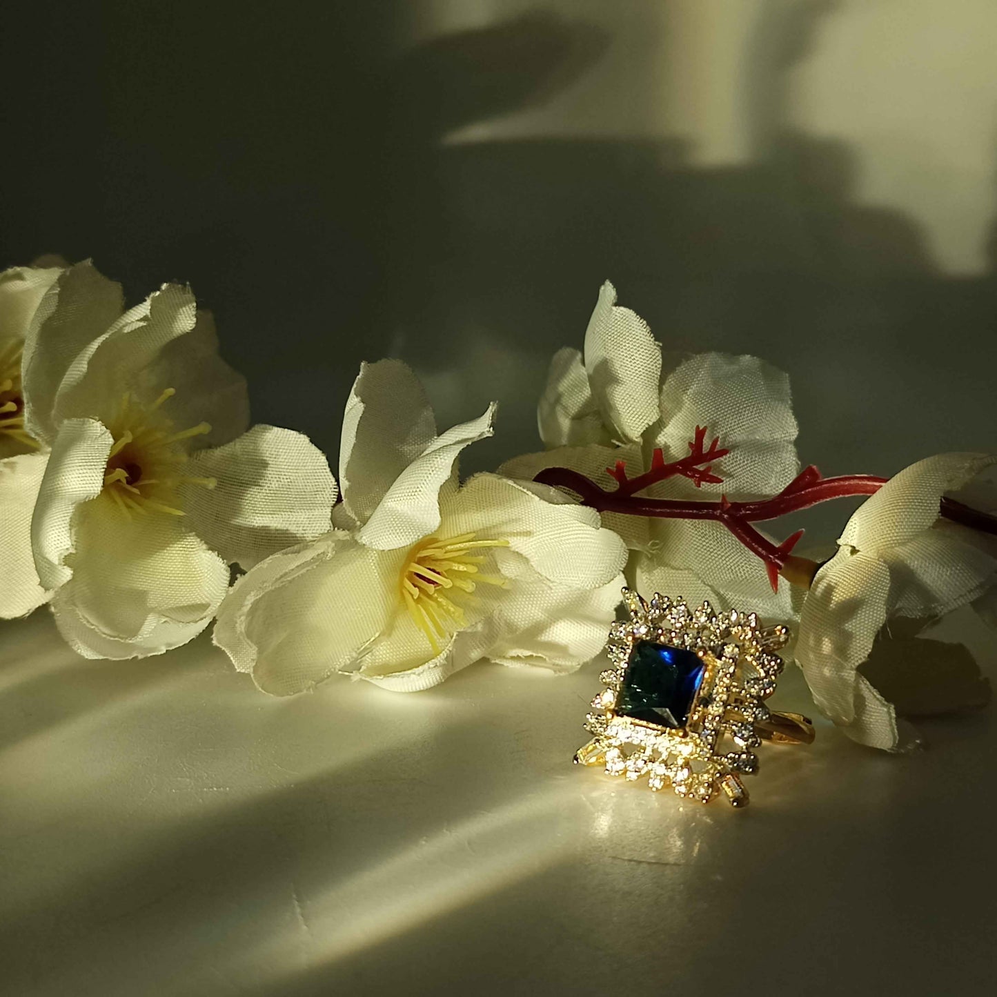 Square Cut Blue Statement Cocktail Ring