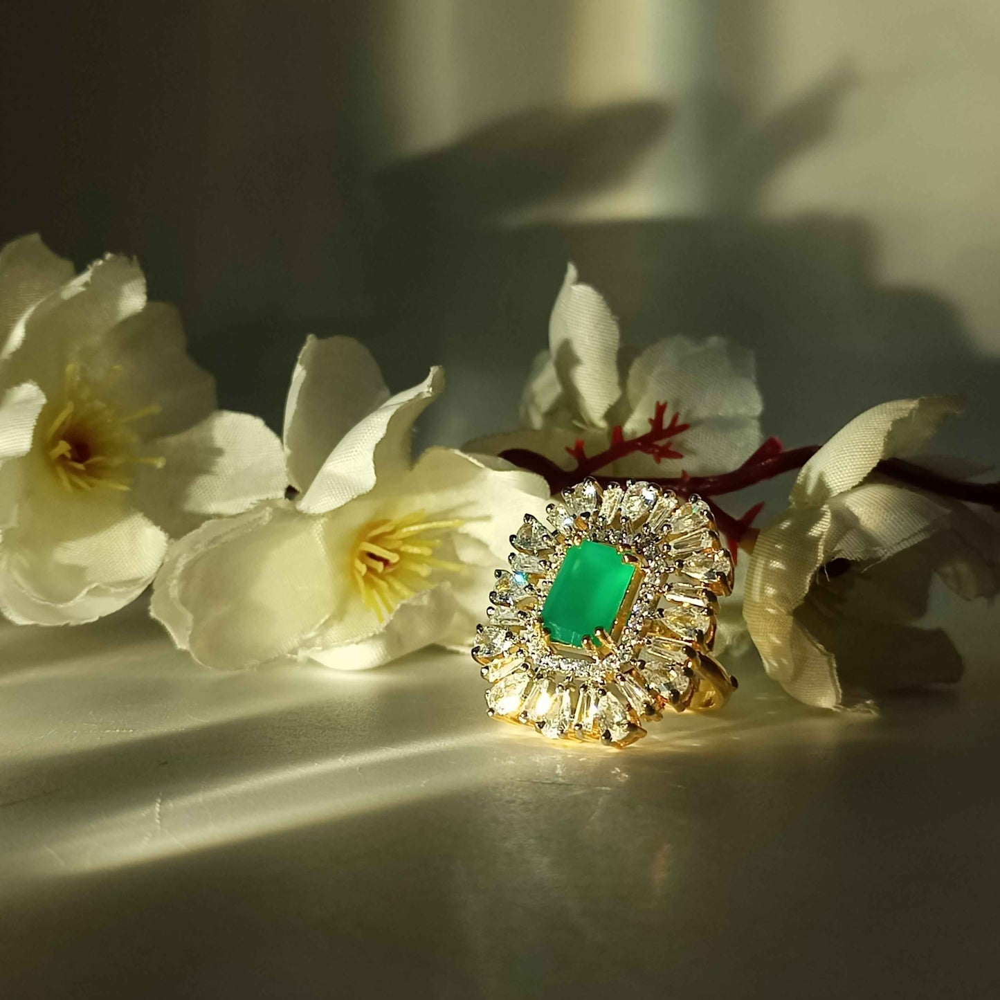 Bold Emerald Green Statement Ring