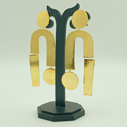 22KT Gold-Plated Abstract Arch Statement Earrings