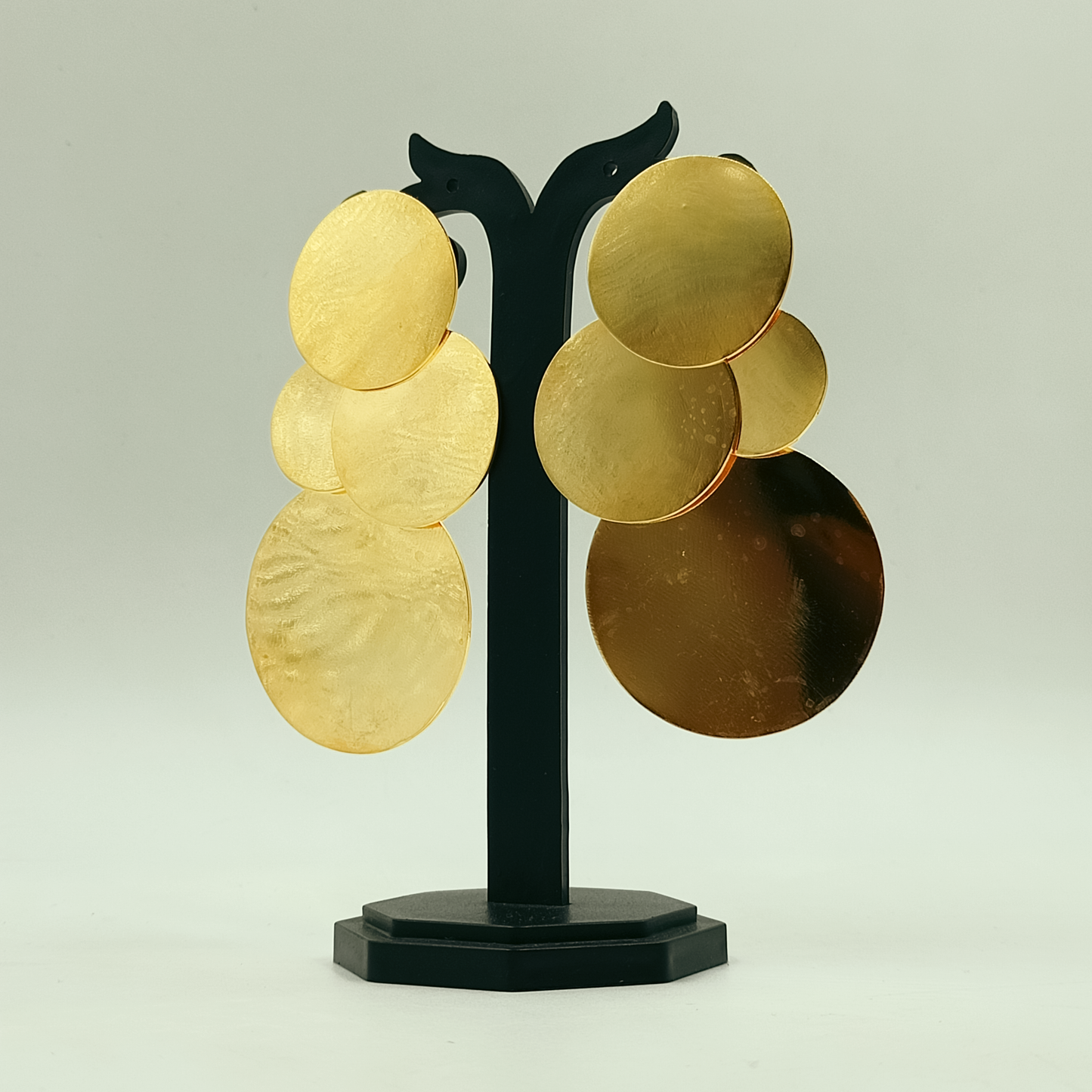 22KT Gold-Plated Layered Disc Statement Earrings