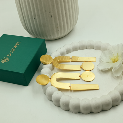 22KT Gold-Plated Abstract Arch Statement Earrings