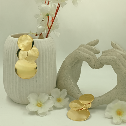 22KT Gold-Plated Layered Disc Statement Earrings