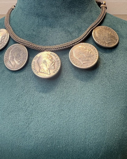 Edward VII Coin Oxidised Hasli Necklace