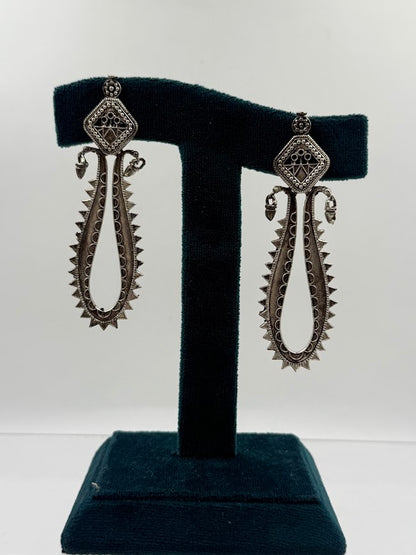 Oxidized Ganesha Spiked-Loop Brass Earrings